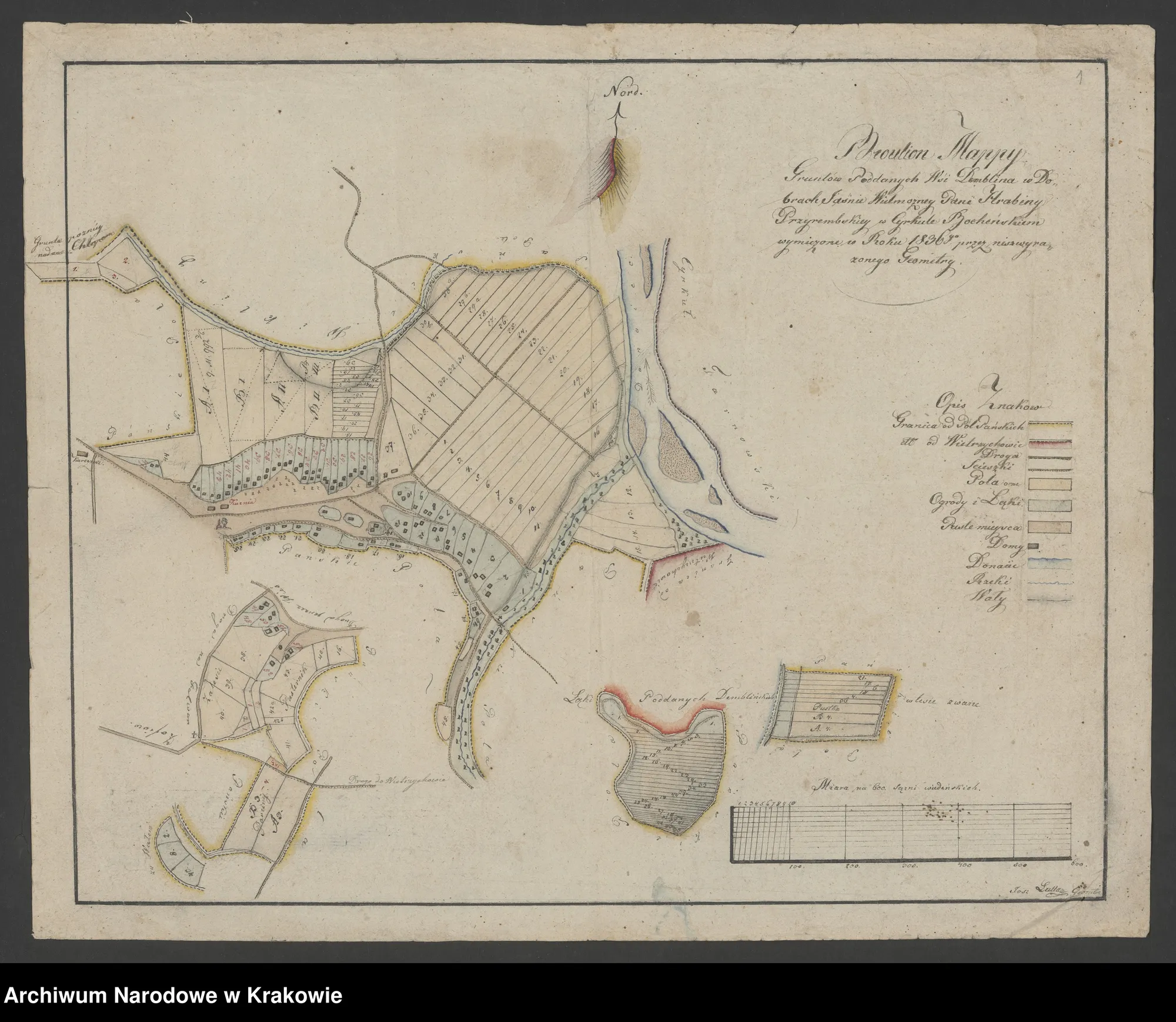Brouillon mappy gruntów poddanych wsi Demblina (1836)