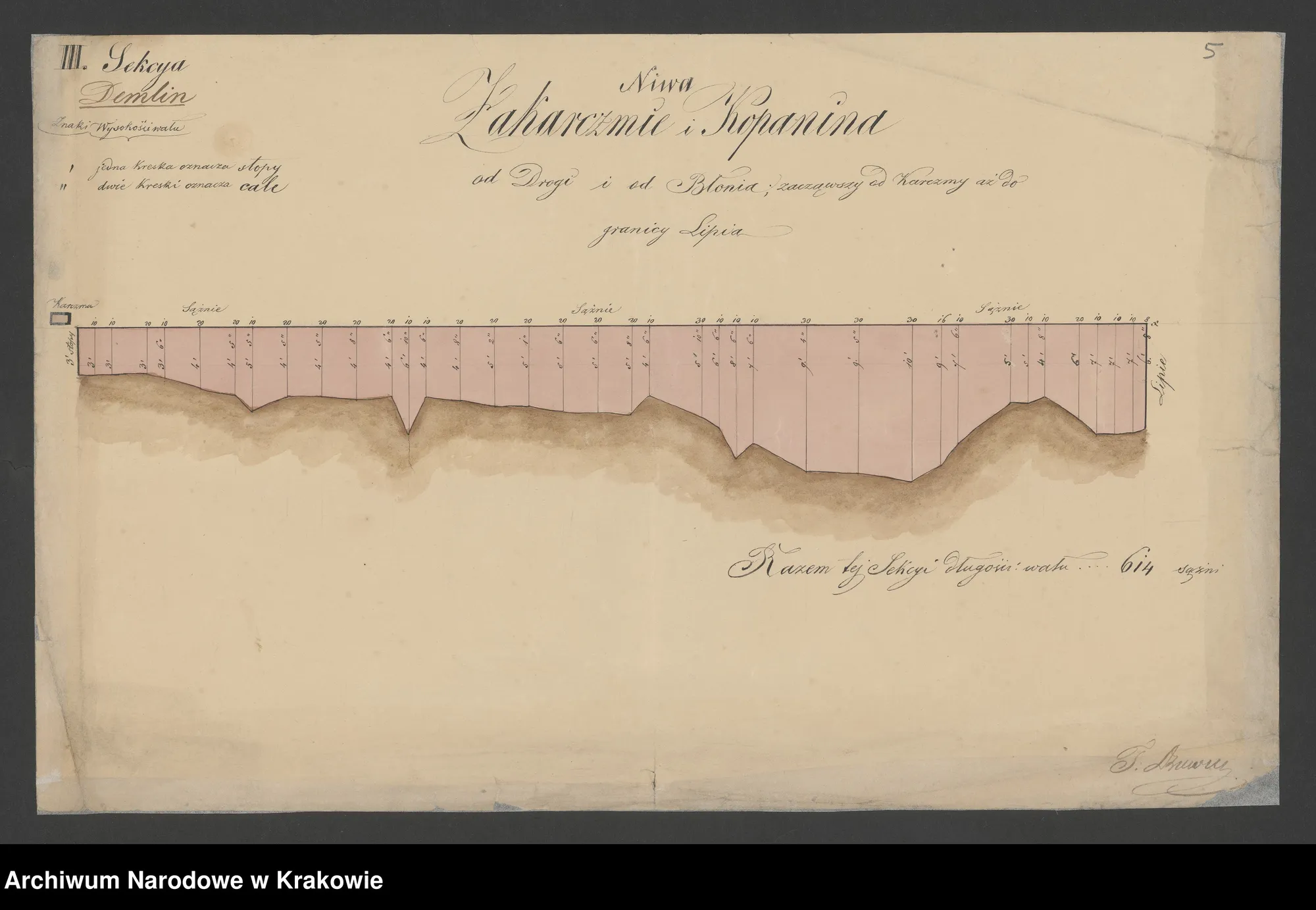 Niwelacja wału ochronnego we wsi Demblin na Dunajcu (1844) — arkusz 1