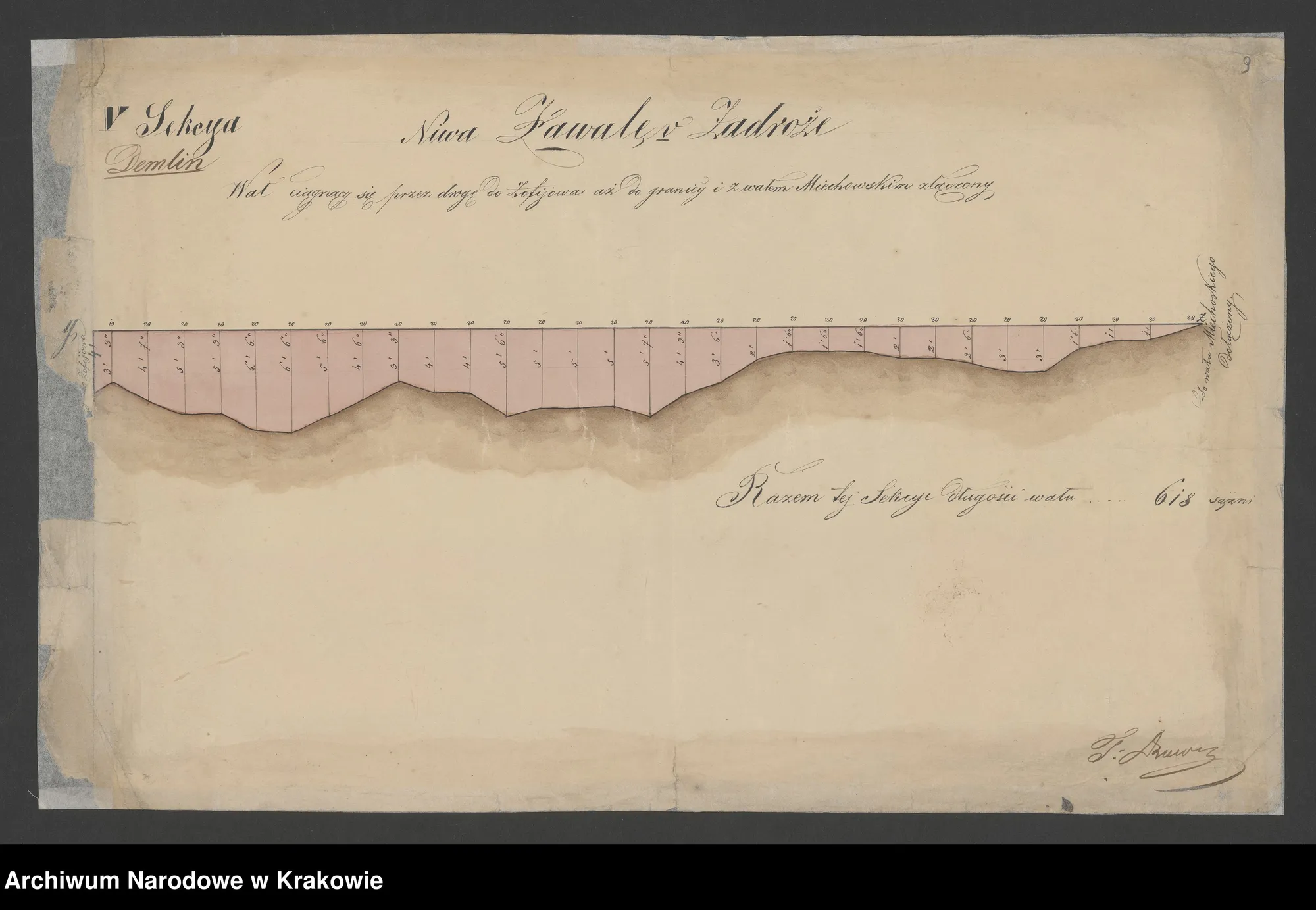 Niwelacja wału ochronnego we wsi Demblin na Dunajcu (1844) — arkusz 3