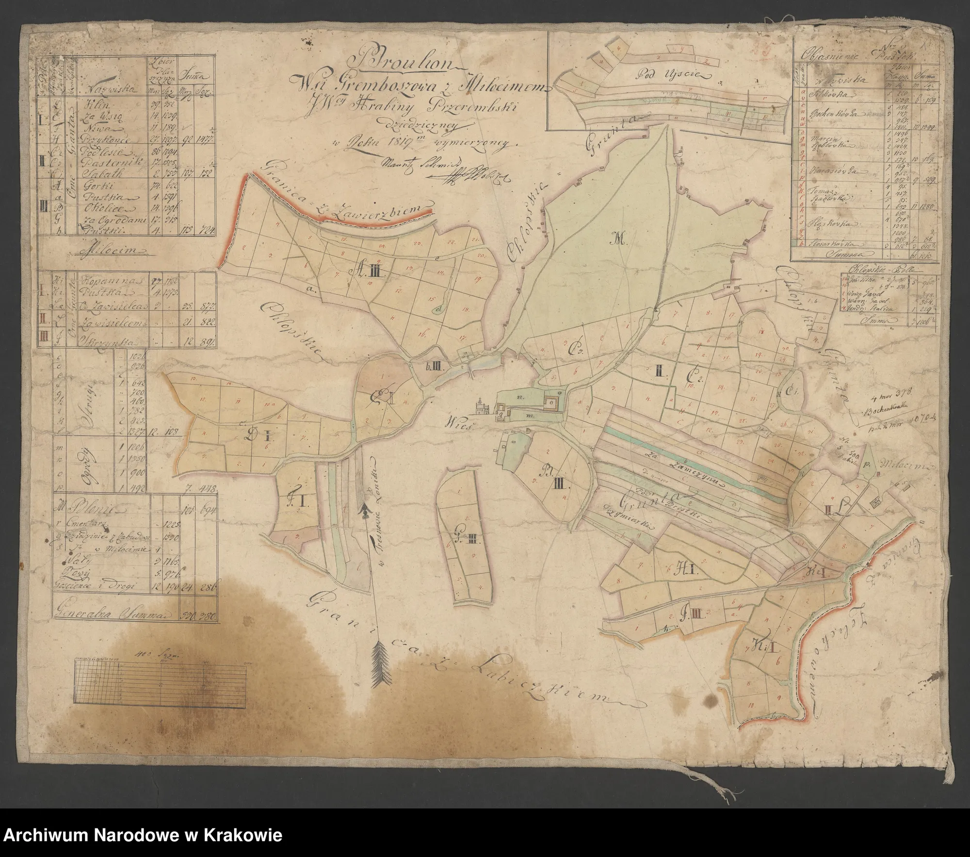 Brouillon mapy wsi Gremboszów z Miłocinem (1819) — arkusz 2