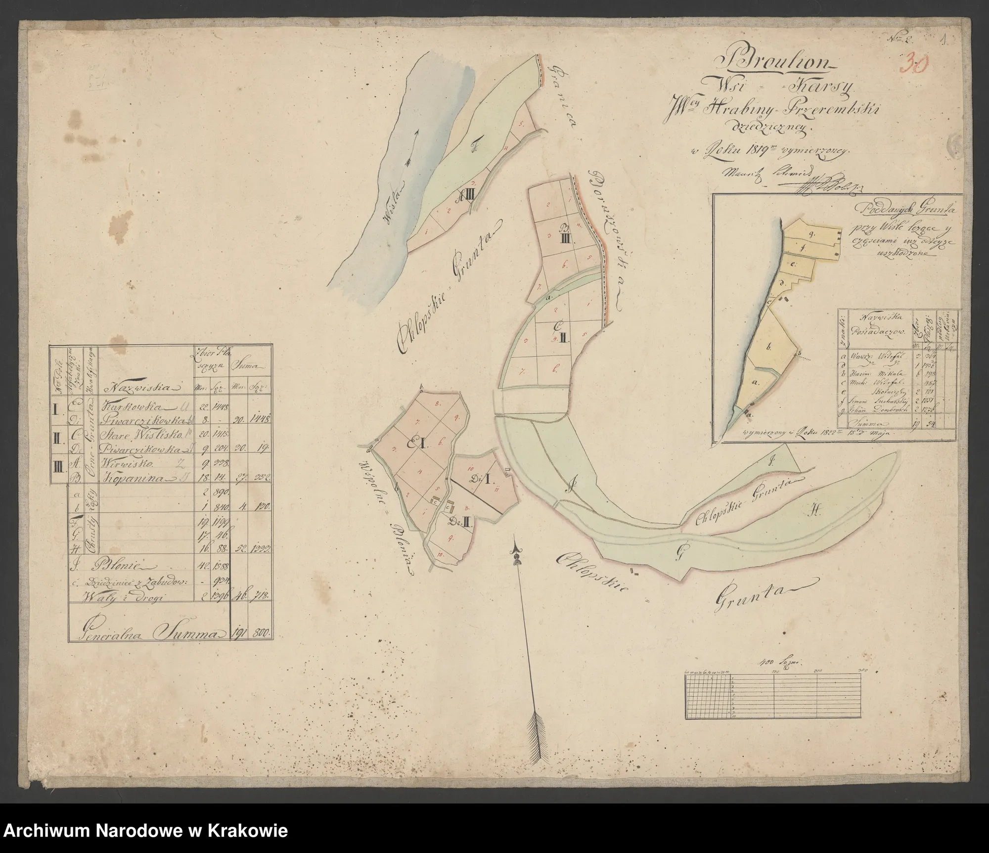 Brouillon mapy wsi Karsy (1819) — arkusz 2
