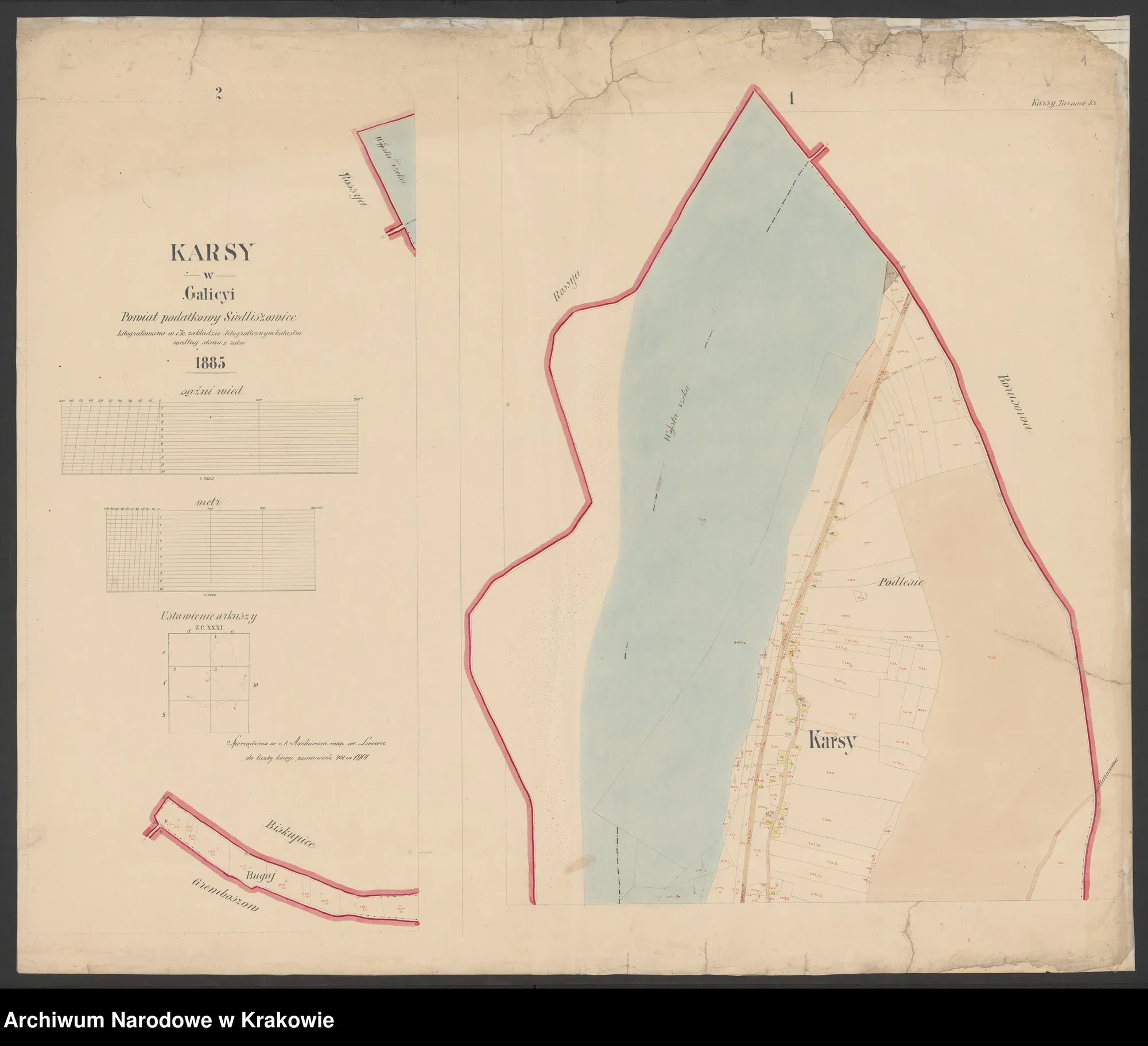 Karsy w Galicyi (1901) — plan katastralny
