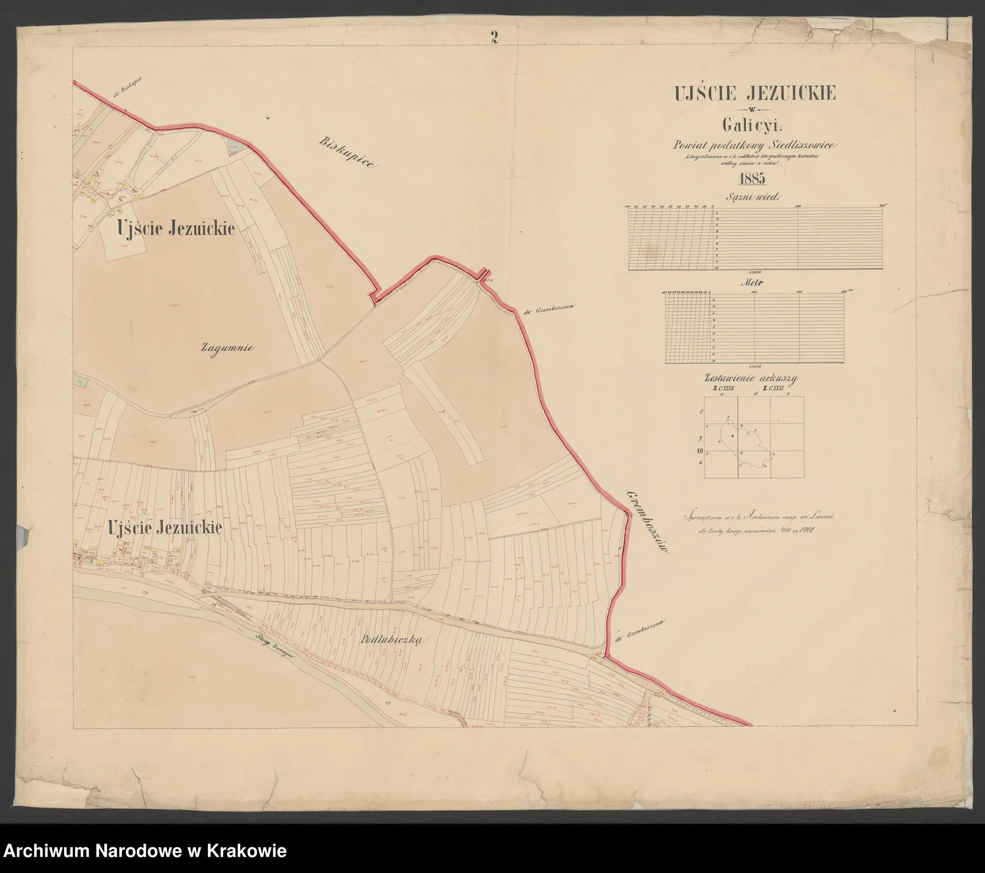 Ujście Jezuickie w Galicyi (1901) — plan katastralny