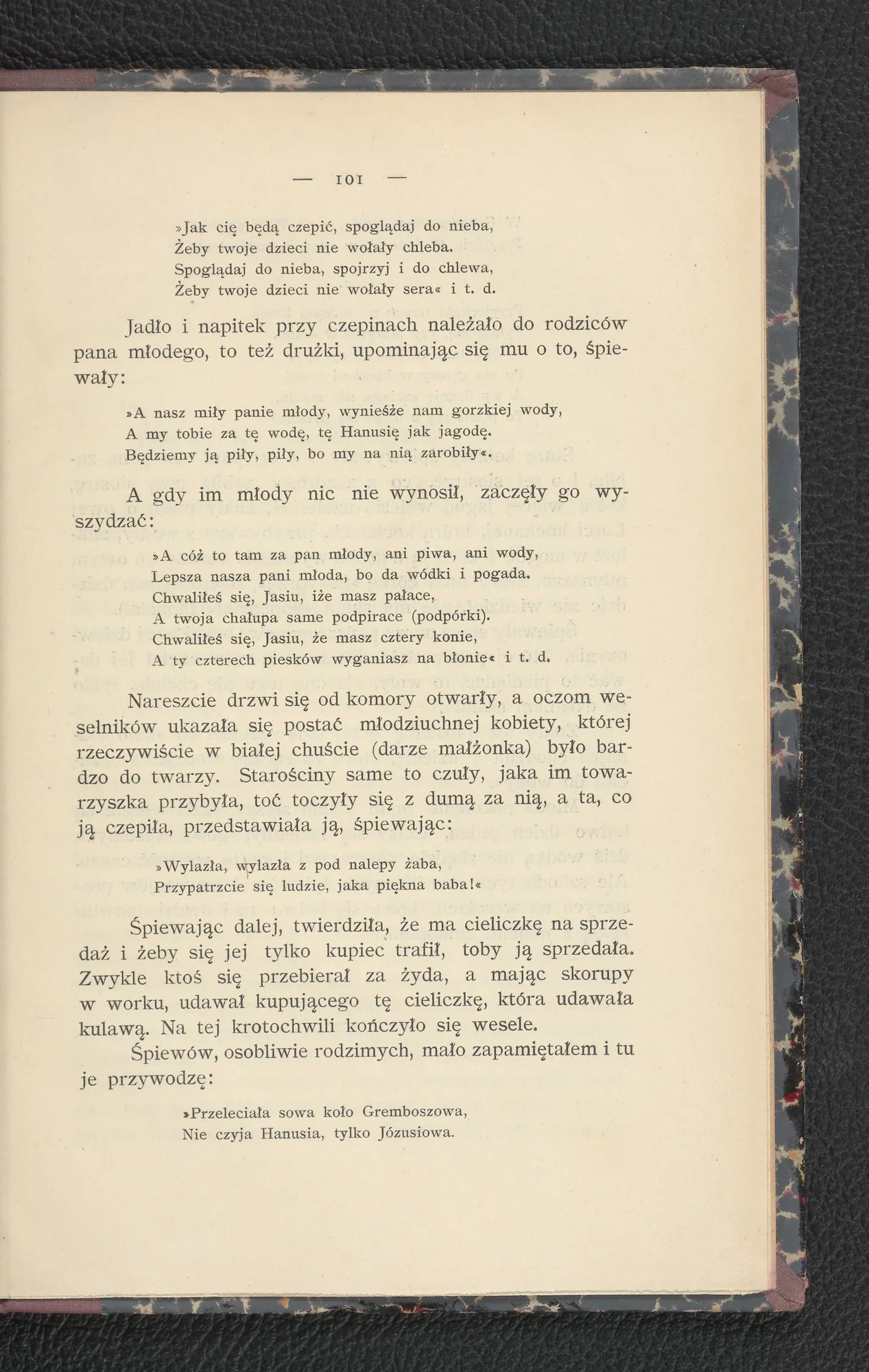 Czepiny — przyśpiewki drużbom i pieśń o Hanusi (s. 101)