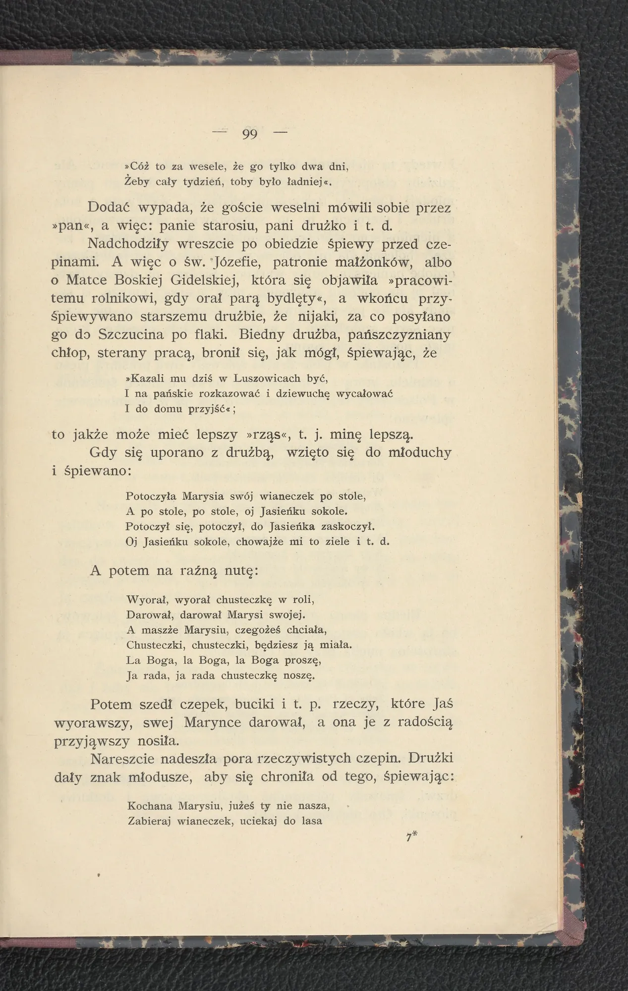 Czepiny — przyśpiewki i rozpoczęcie obrzędu (s. 99)