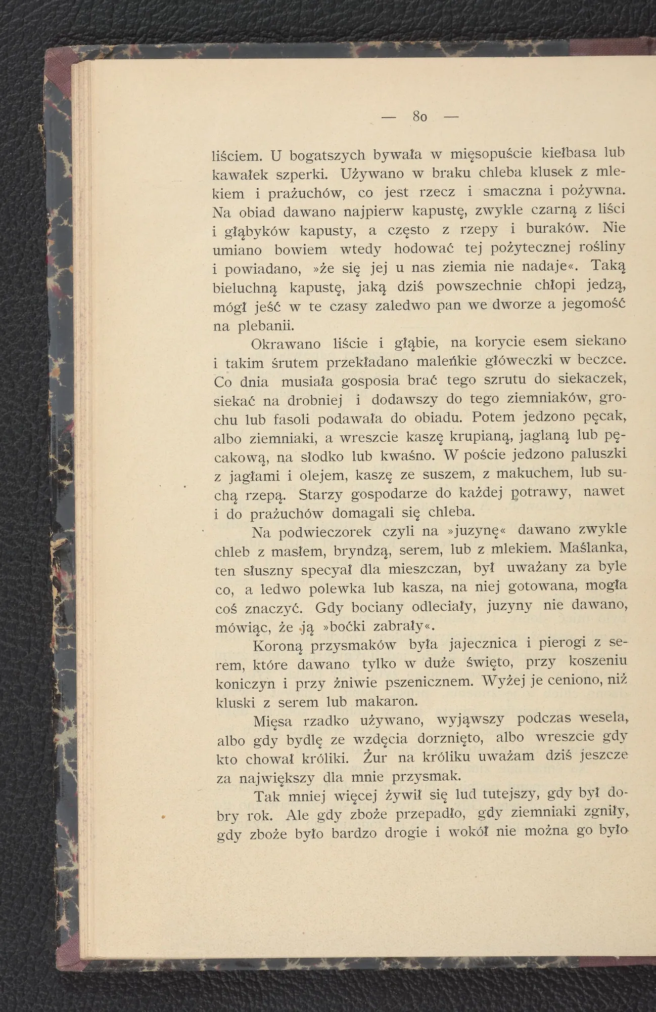 Dieta chłopska — juzyna, kluski, kasze (s. 80)