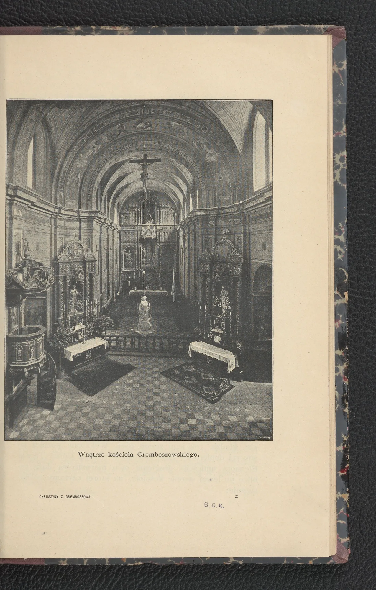 Rycina — wnętrze kościoła parafialnego w Gręboszowie (Bojko 1911)