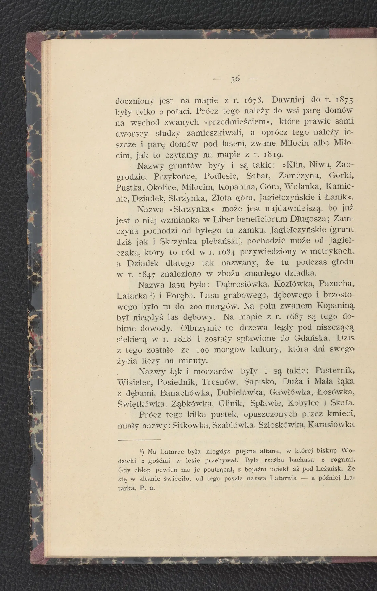 Nazwy pól, lasów i moczarów — wykaz z map (s. 36)