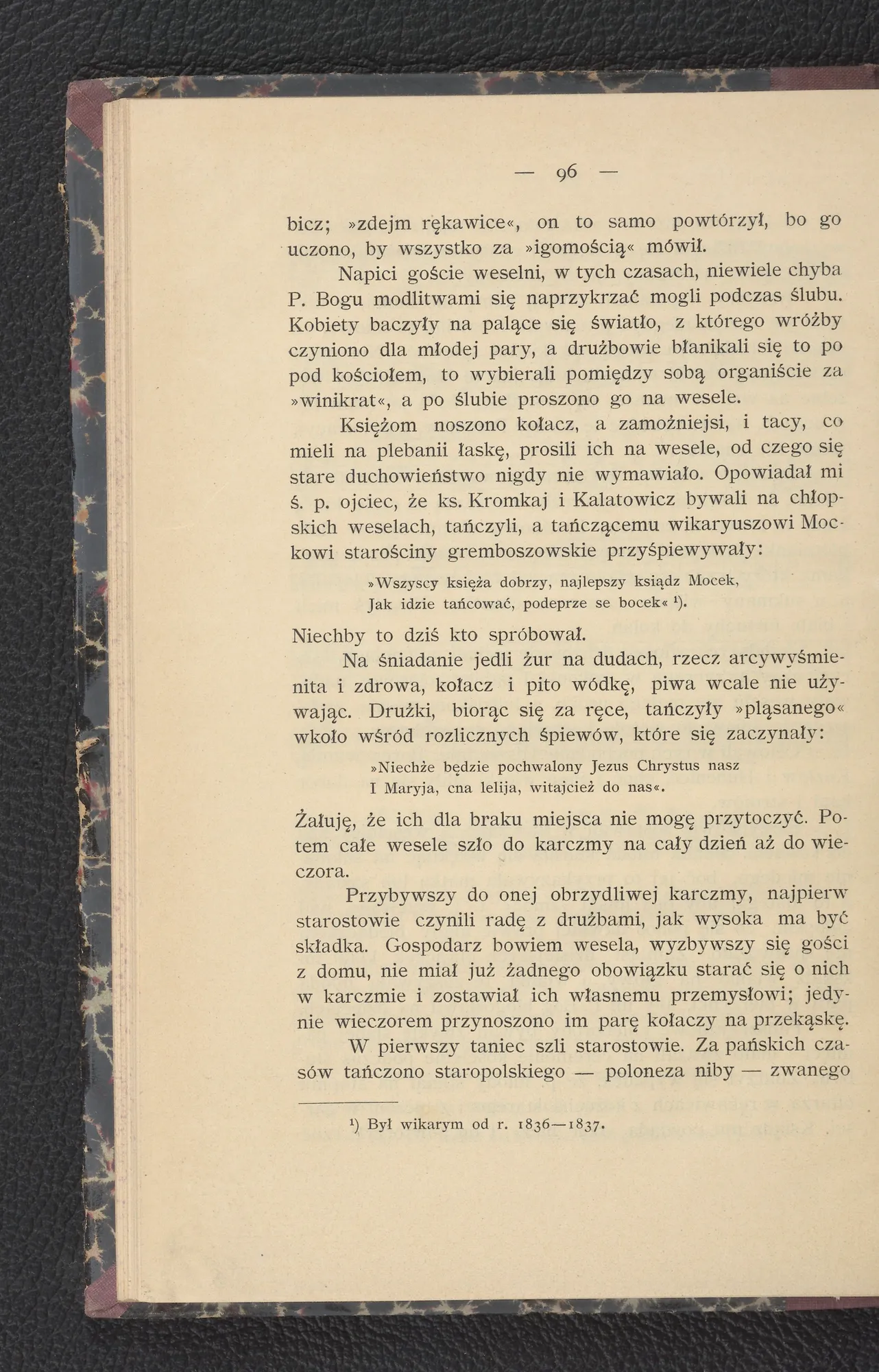Tańce weselne — pląsany, polonez, żur na dudach i kołacz (s. 96)
