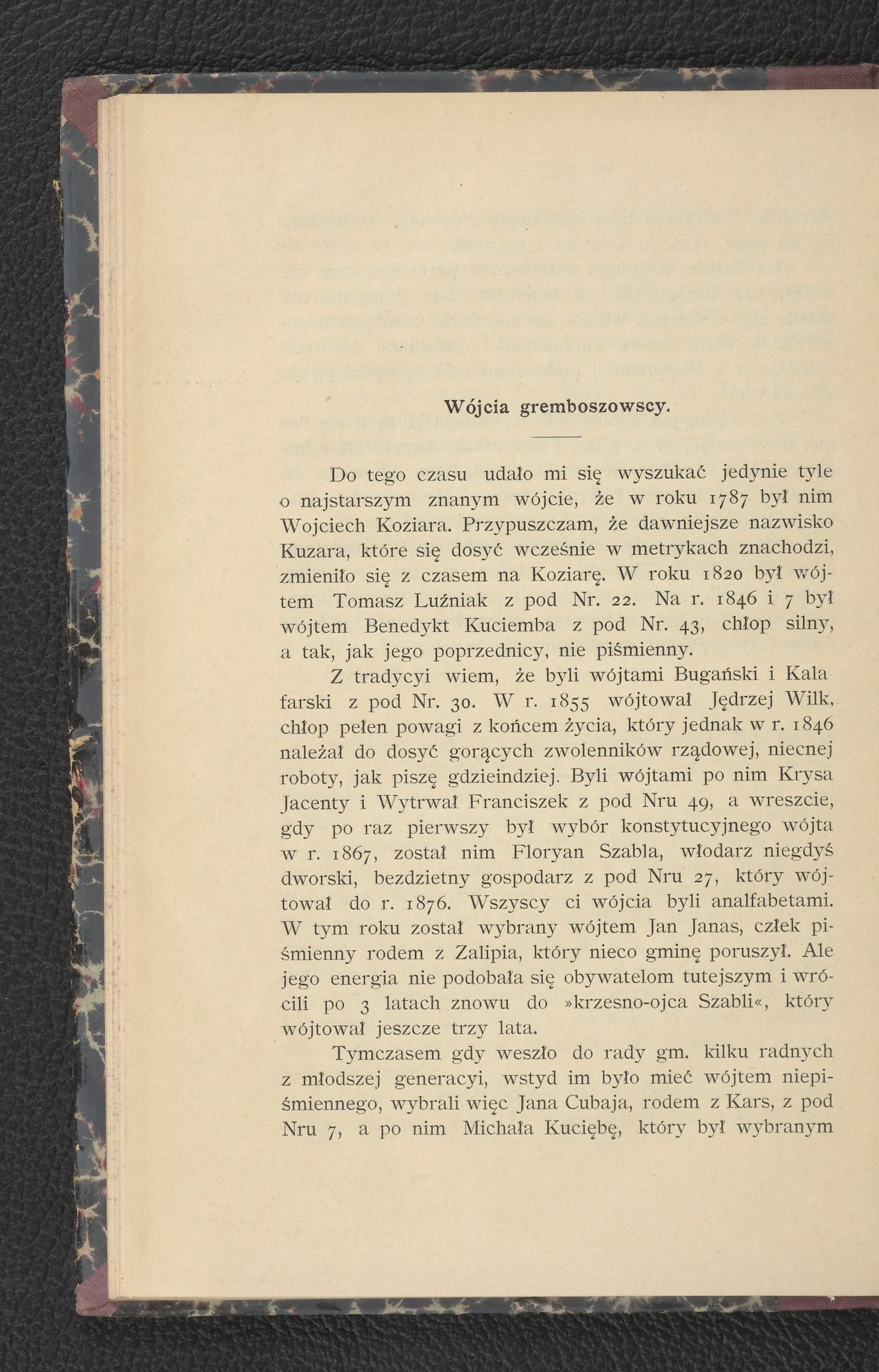 Rozdział „Wójtowie gremboszowscy” — od Koziary (1787) po Bojkę (1891–1907)