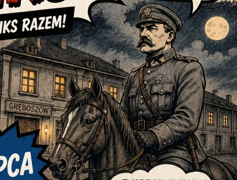 Komiks — wizyta Józefa Piłsudskiego w Gręboszowie (1914)